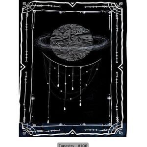 Black Celestial Saturn Tapestry Hanging Wall Decor